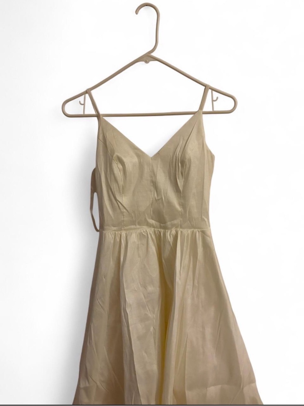 Sleeveless V-Neck Cream A-Line Dress